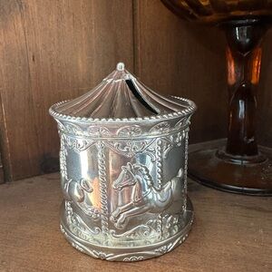 Silver Carousel Horse Coin Bank - Decorative Home Accent